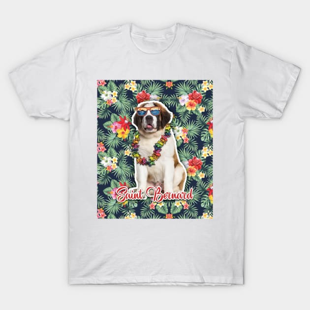 Saint Bernard Summer Funky Hawaiian, Hawaii Style, Dog Personalized Hawaiian T-Shirt by Hoahip